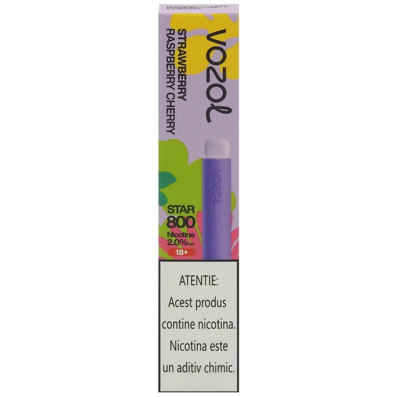 VOZOL TIGARA ELECTRONICA STAR 800 PUFFS STRAWBERRY RASPBERRY CHERRY