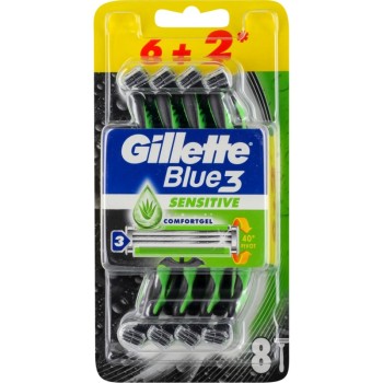 Gillette Aparat Ras Blue3 6+2Buc Sensitive