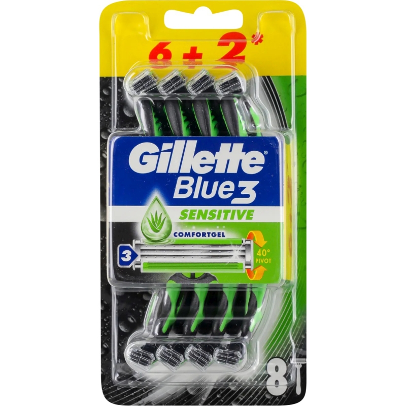 Gillette Aparat Ras Blue3 6+2Buc Sensitive