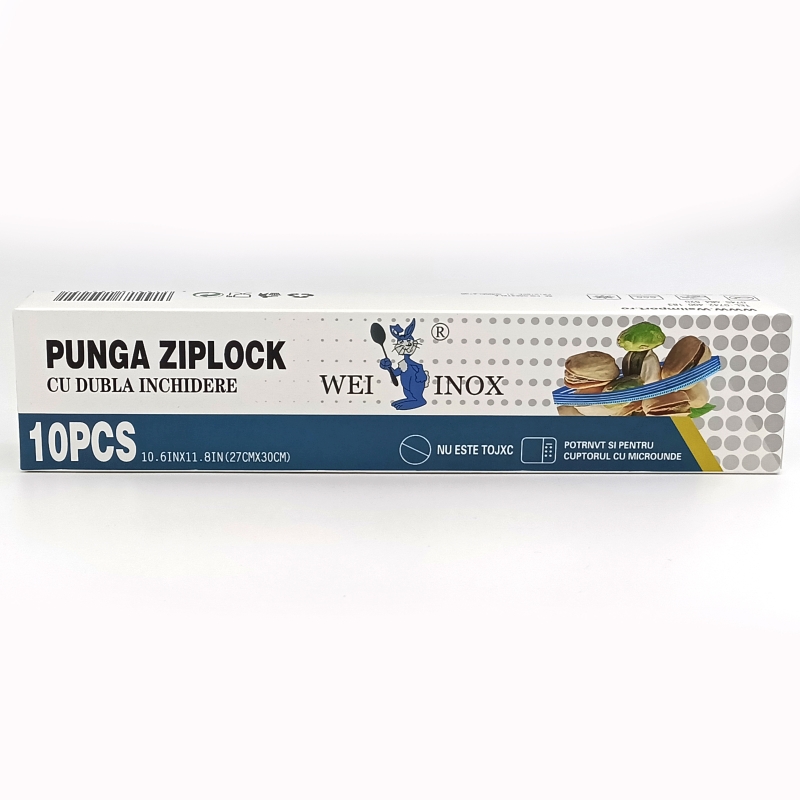 PUNGI CALATORIE ZIPLOCK DUBLA INCHIDERE 27X30CM 10BUC WEI A-15025