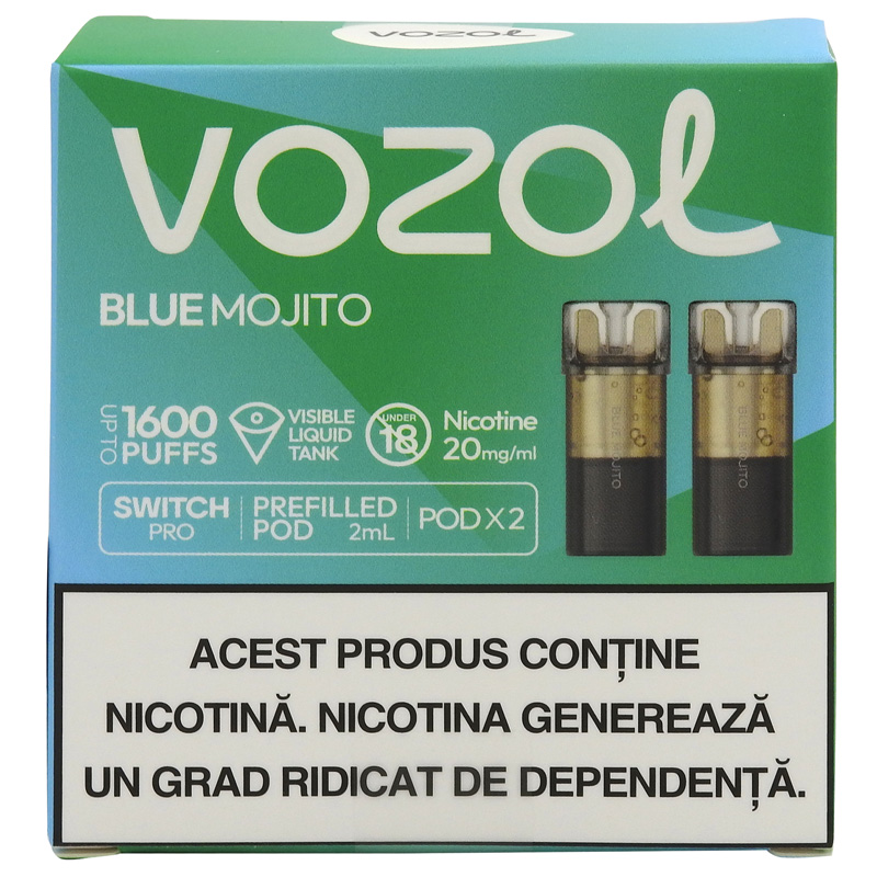 VOZOL CARTUS TIGARA ELECTRONICA SWITCH PRO 2BUC/SET BLUE MOJITO