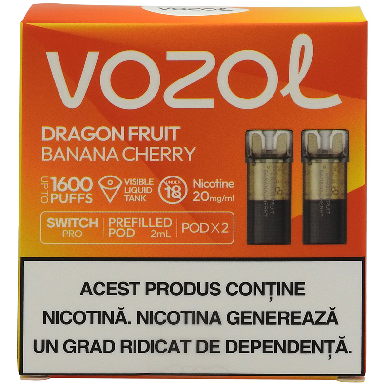 VOZOL CARTUS TIGARA ELECTRONICA SWITCH PRO 2BUC/SET DRAGON FRUIT BANANA CHERRY