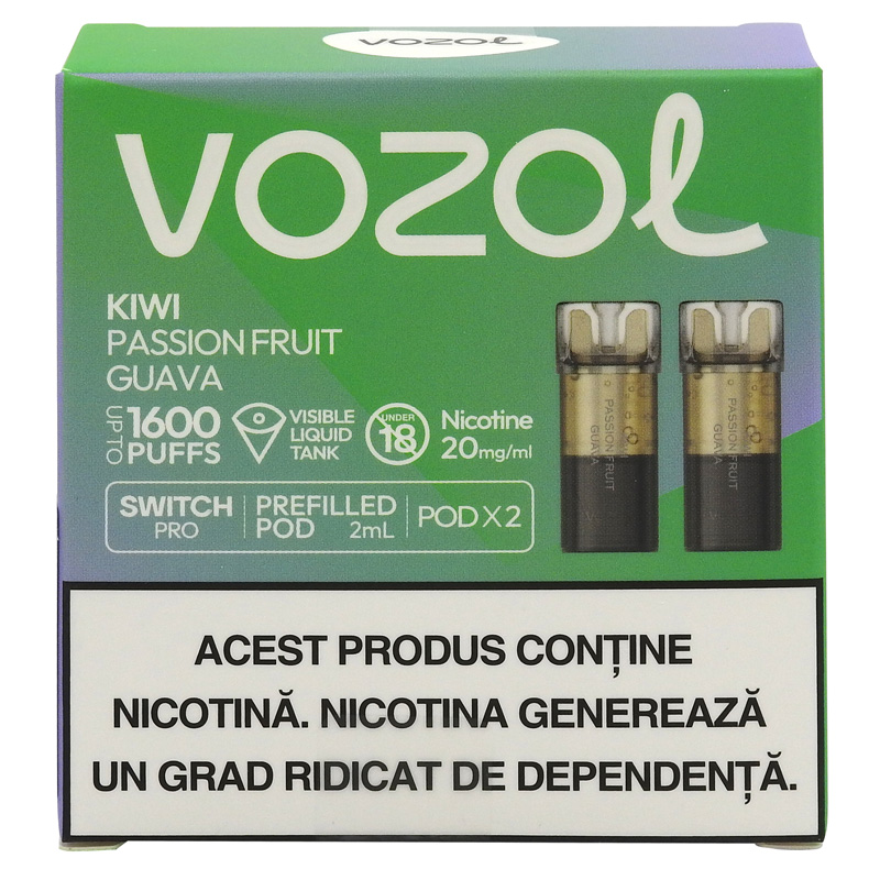 VOZOL CARTUS TIGARA ELECTRONICA SWITCH PRO 2BUC/SET KIWI PASSION FRUIT GUAVA
