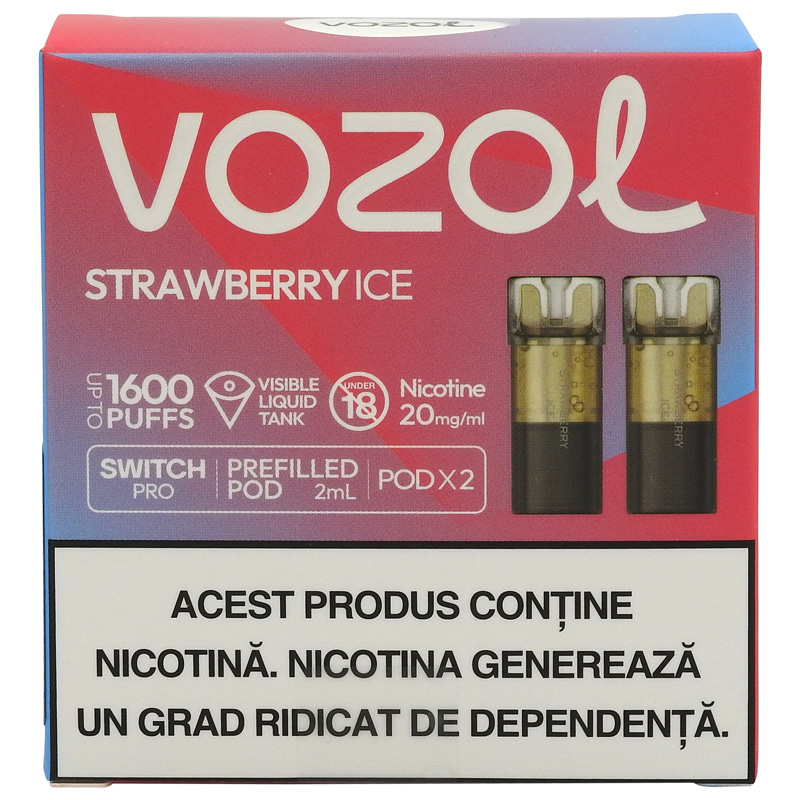 VOZOL CARTUS TIGARA ELECTRONICA SWITCH PRO 2BUC/SET STRAWBERRY ICE