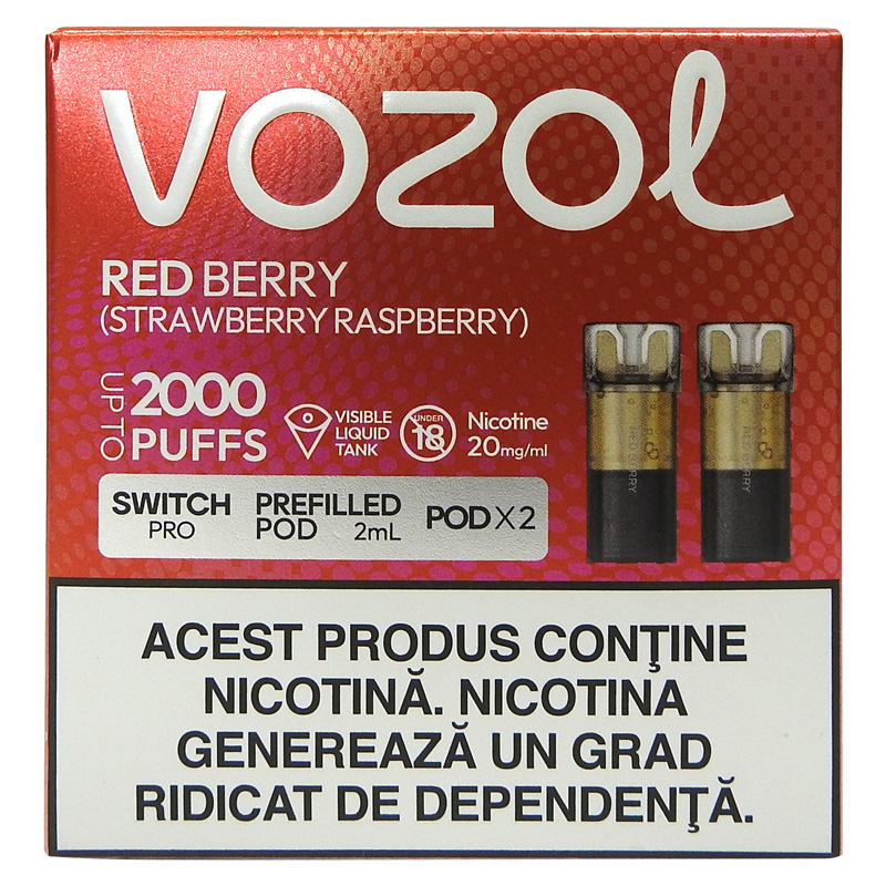 VOZOL CARTUS TIGARA ELECTRONICA SWITCH PRO 2BUC/SET RED BERRY