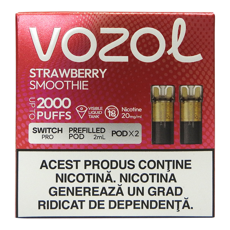 VOZOL CARTUS TIGARA ELECTRONICA SWITCH PRO 2BUC/SET STRAWBERRY SMOOTHIE