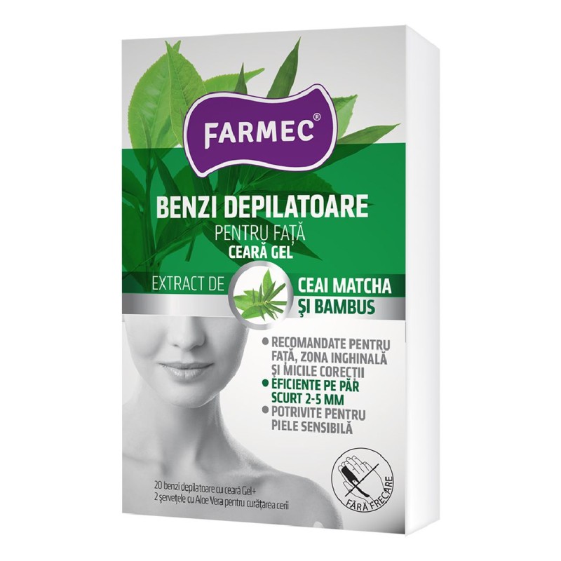 FARMEC BENZI DEPILATOARE FATA CEARA GEL 20BUC+2SERV ALOE VERA CEAI MATCHA BAMBUS 8380
