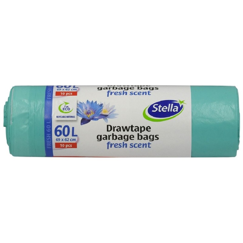 STELLA SACI MENAJ LDPE FRESH 60L 10BUC CU SNUR