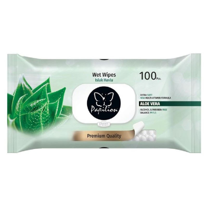 PAPILION SERVETELE UMEDE 100BUC ALOE VERA CAPAC