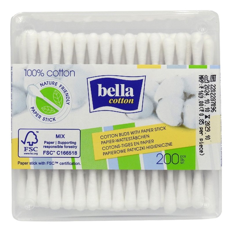 BELLA BETISOARE URECHI 200BUC CUTIE PATRATA