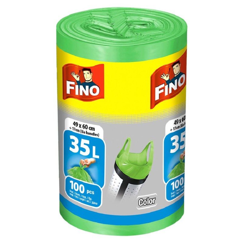 FINO SACI MENAJ COLOR 35L CU MANER 100BUC