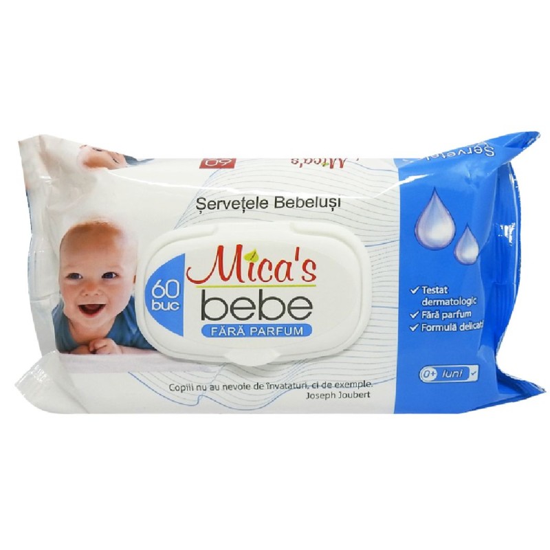 MICAS SERVETELE UMEDE BEBELUSI CU CAPAC 60BUC SENSITIV