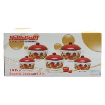 SET OALE EMAILATE 10 PIESE 16/18/20/22/24CM DECOR LALELE