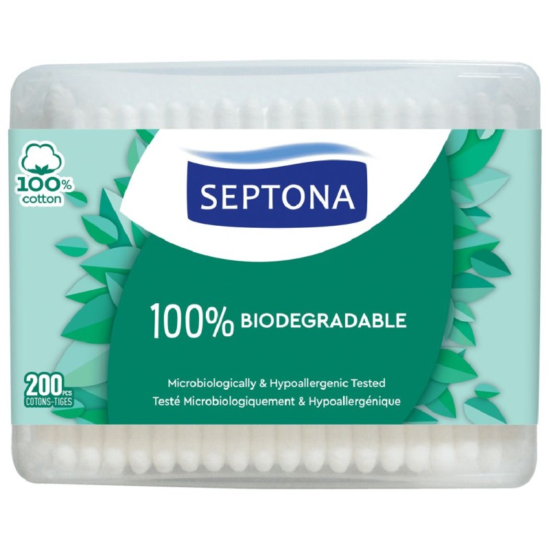 SEPTONA BETISOARE URECHI 200BUC CUTIE PATRATA BIODEGRADABILE