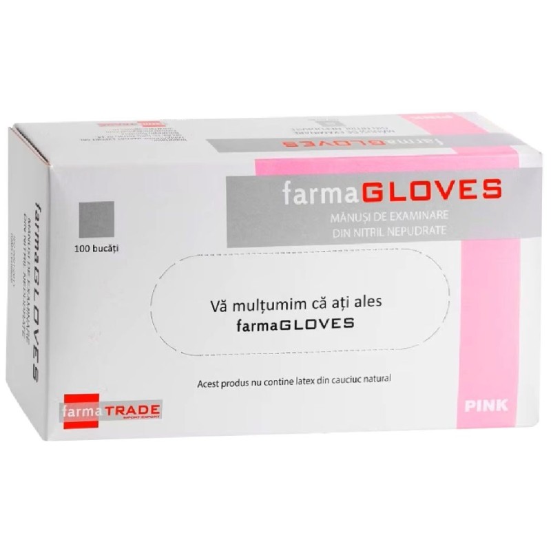 FARMA GLOVES MANUSI NITRIL NEPUDRATE ROZ DIVERSE MARIMI 100BUC