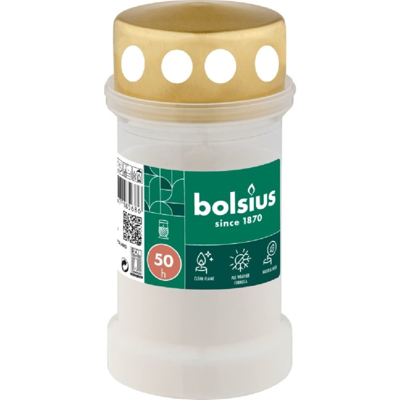 CANDELA BOLSIUS DIN PLASTIC CU CAPAC BO-RC NR.3 CAP ALB