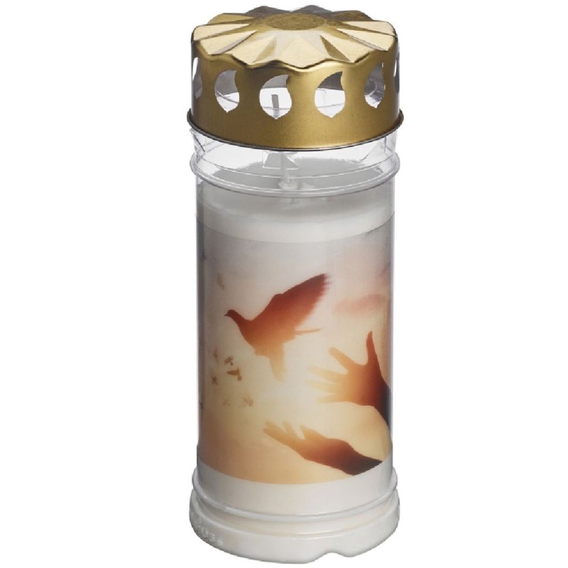 CANDELA BOLSIUS DIN PLASTIC CU CAPAC BO 5D CAP PORUMBEI A