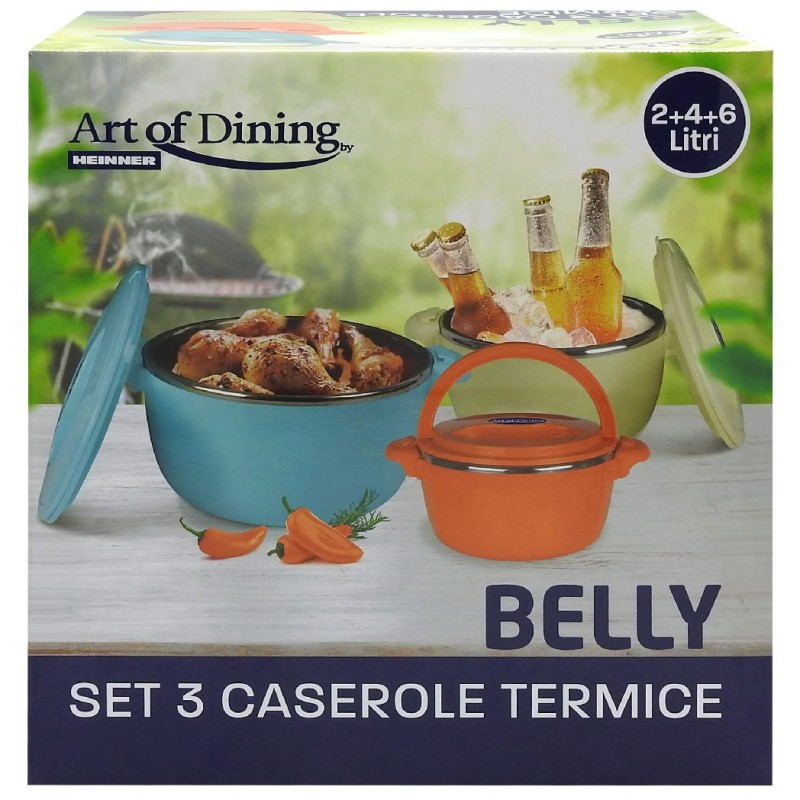 SET CASEROLE TERMOS+CAPAC BELLY 2L/4L/6L 3PCS/SET DIVERSE CULORI