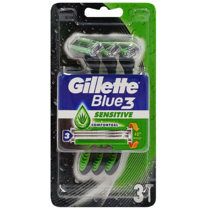 GILLETTE APARAT RAS BLUE3 3BUC SENSITIVE COMFORTGEL ALOE