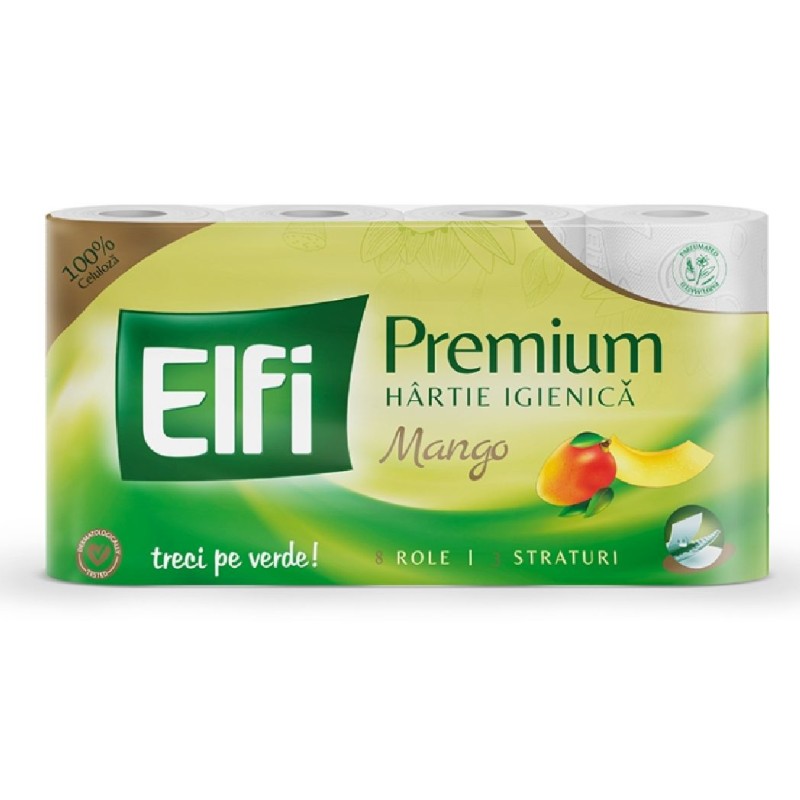 ELFI PREMIUM HARTIE IGIENICA 8 ROLE 3STR MANGO