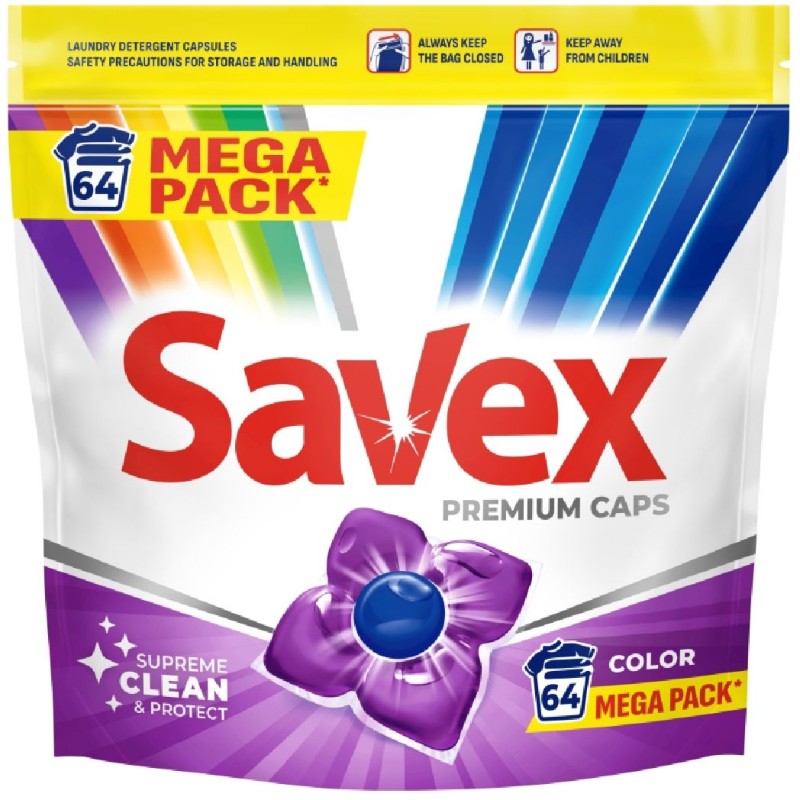 SAVEX DETERGENT SUPER CAPS 64BUC COLOR