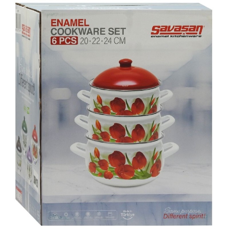 SET OALE EMAILATE 6 PIESE 20/22/24CM DECOR LALELE