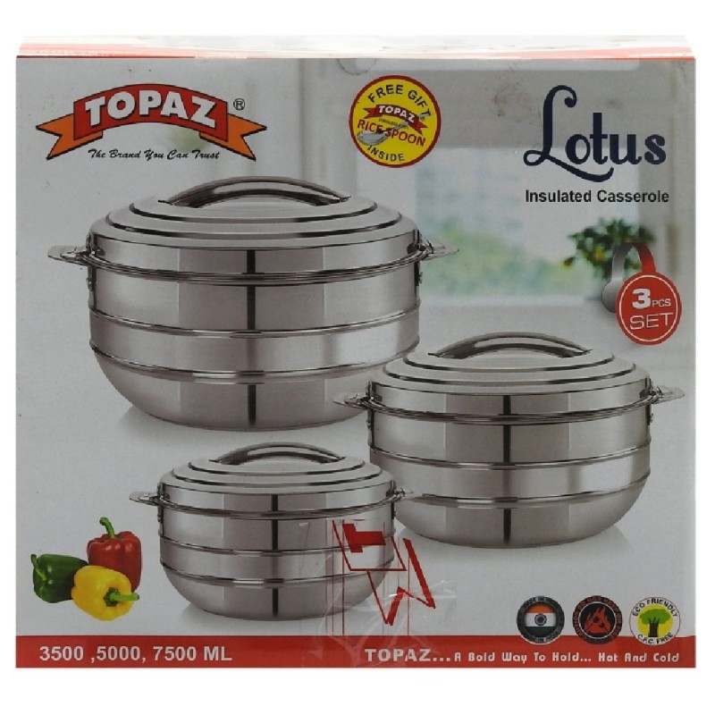 SET CASEROLE TERMOS LOTUS 3.5L 5L 7.5L 3PCS /SET