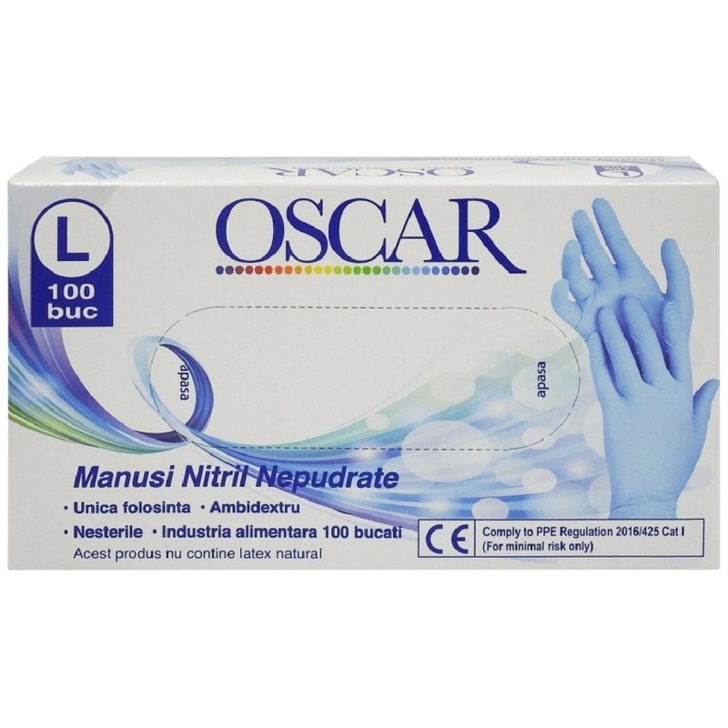 OSCAR MANUSI NITRIL NEPUDRATE ALBASTRE DIVERSE MARIMI 100BUC