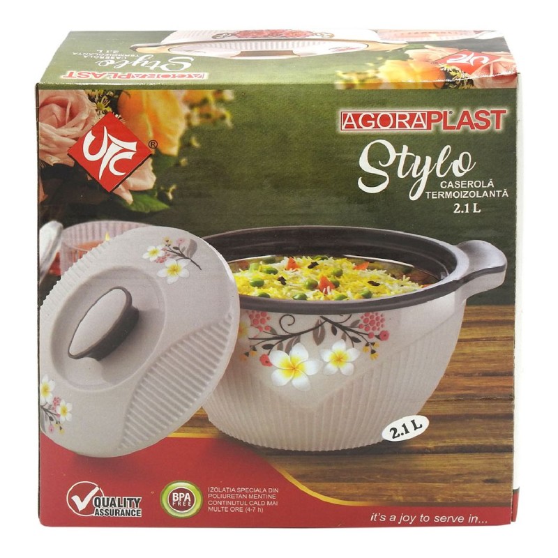 CASEROLA TERMOREZISTENTA CU CAPAC ROTUNDA 2100ML STYLO