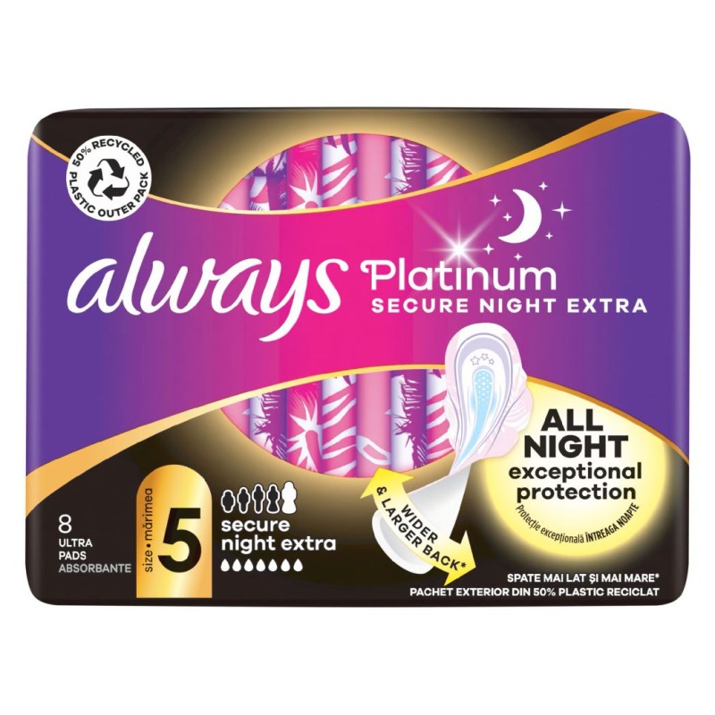 ALWAYS ABSORBANTE 8BUC PLATINUM ULTRA NIGHT EXTRA