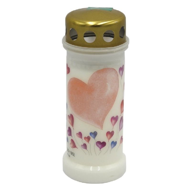 CANDELA BOLSIUS DIN PLASTIC CU CAPAC MESAJ BALOANE ALB