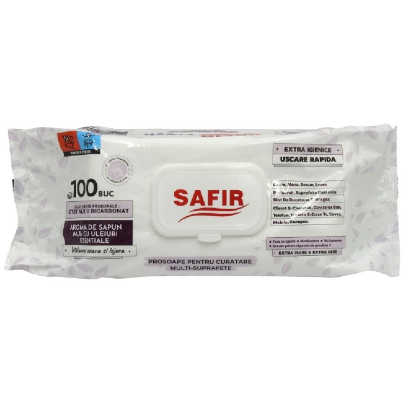 SAFIR FRESH SERVETELE UMEDE MULTISUPRAFETE 100BUC