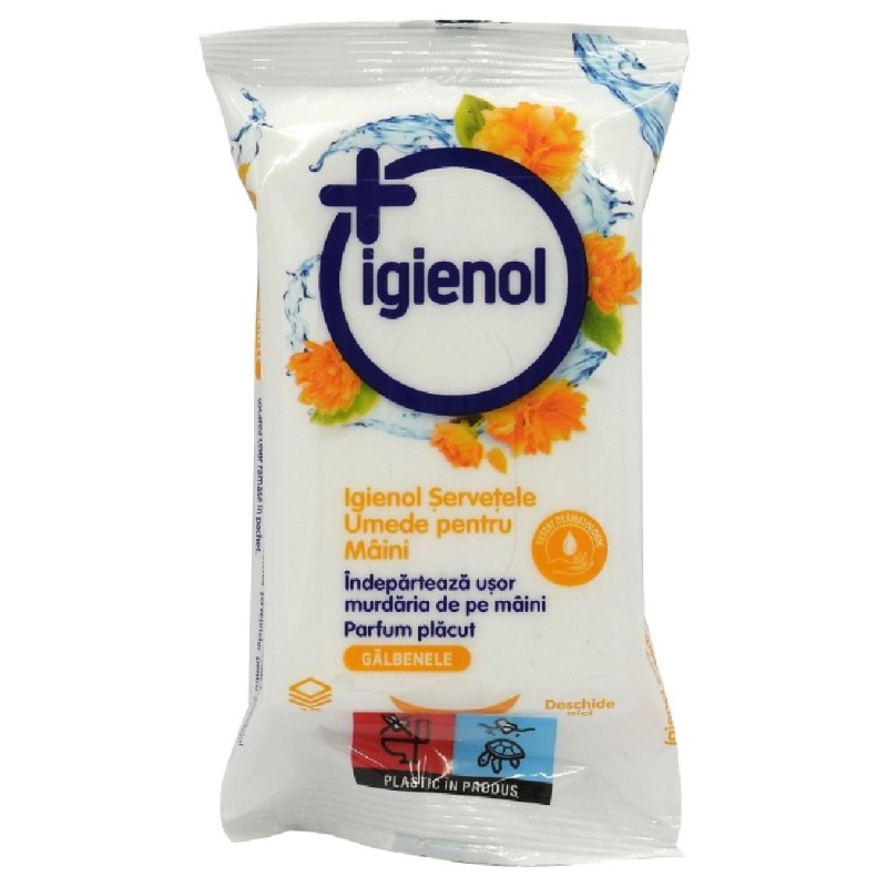 IGIENOL SERVETELE UMEDE ANTIBACTERIENE MAINI 15BUC GALBENELE