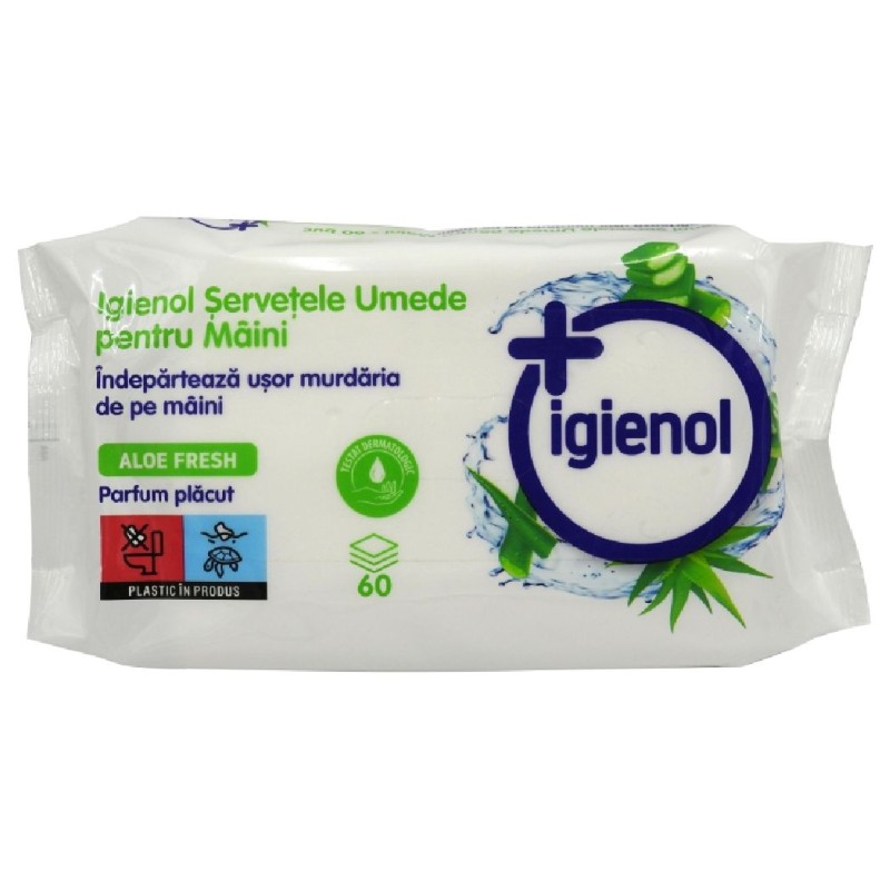 IGIENOL SERVETELE UMEDE ANTIBACTERIENE MAINI 60BUC ALOE