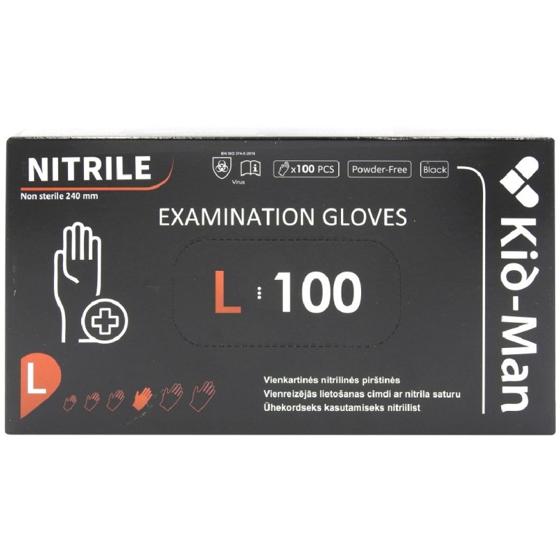 KID-MAN MANUSI NITRIL NEPUDRATE NEGRE L 100BUC