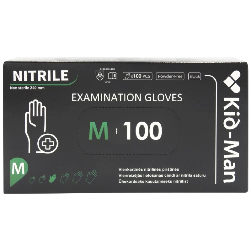 KID-MAN MANUSI NITRIL NEPUDRATE NEGRE M 100BUC