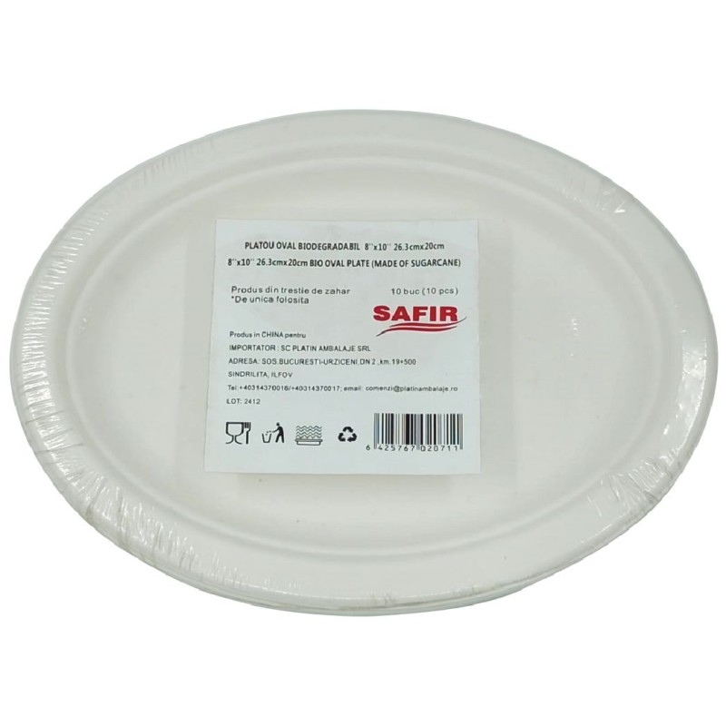 PLATOU OVAL BIODEGRADABIL 26CM 10BUC/SET