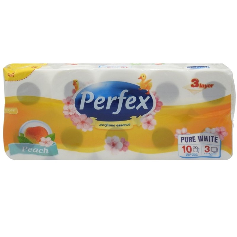 PERFEX HARTIE IGIENICA 3STR 10 BUC PEACH